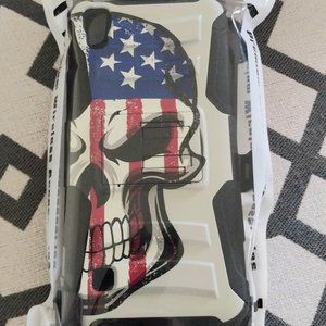 Phone Case with clip. Skull Punisher with the U.S.A. Flag graphics.